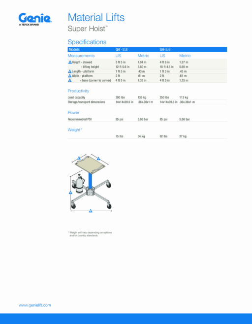 Materiallyft genie 3,8