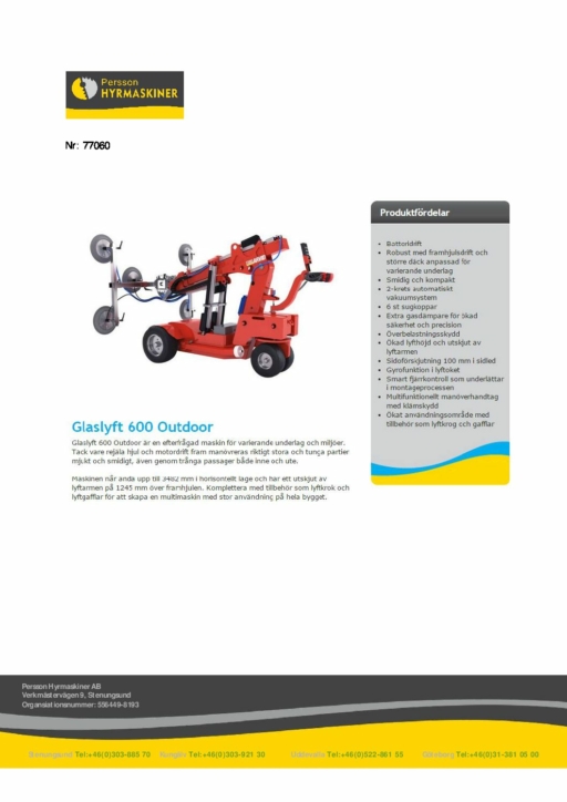 Glaslyft 600 kg